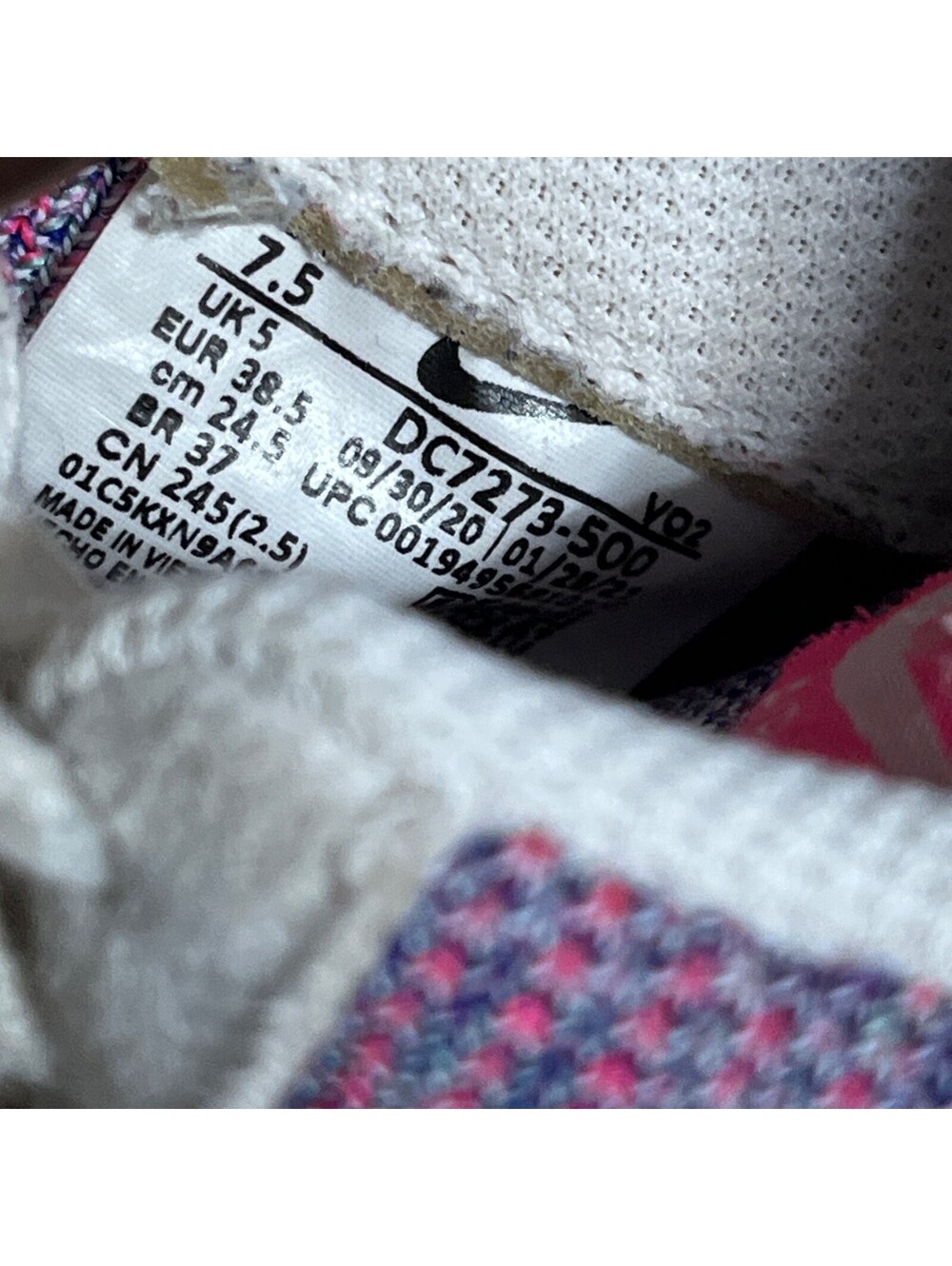 Nike Air Force 1 Crater Flyknit Womens Sz 7.5 Shoes Pink Purple Colorful Sneaker - Picture 9 of 14
